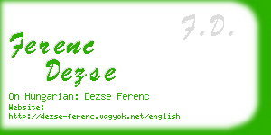 ferenc dezse business card